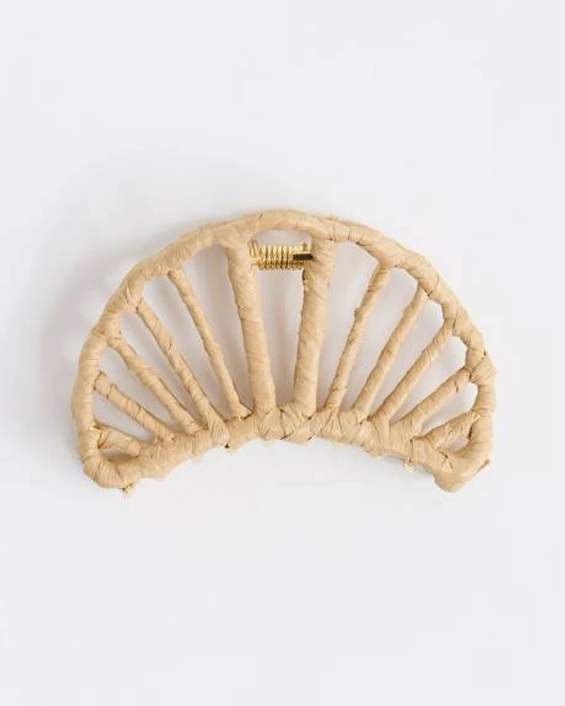 Pince à Cheveux Croissant en Raphia