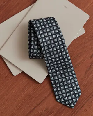 Geo Black and Grey Regular Tie