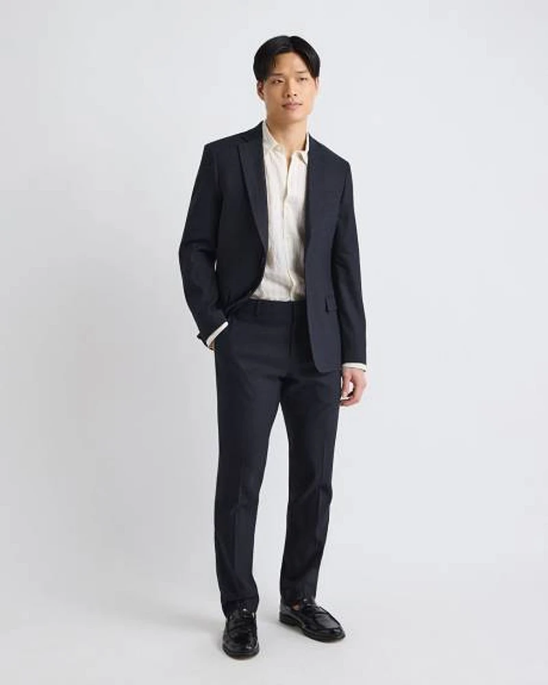 Slim-Fit Black Linen-Blend Suit Pant