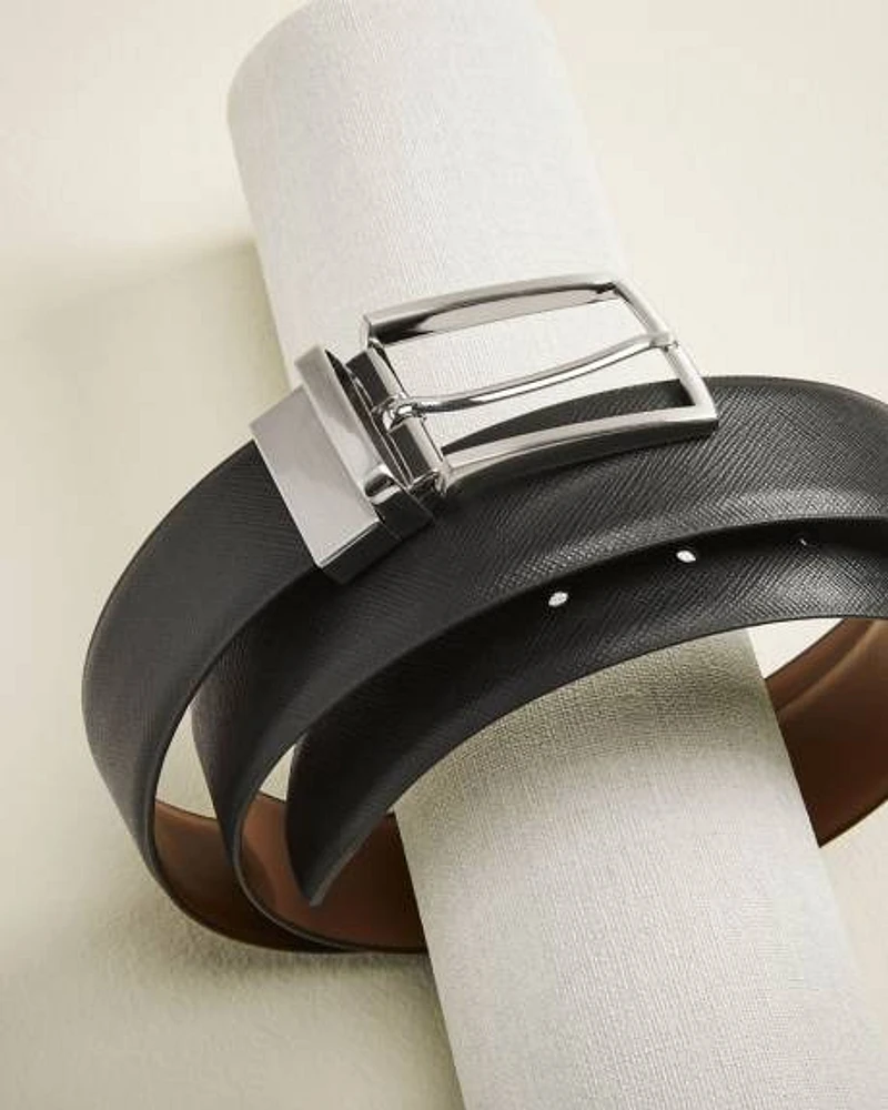 Reversible Black and Tan Leather Belt