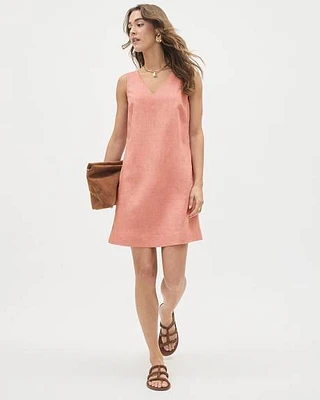 Sleeveless V-Neck Linen Shift Dress