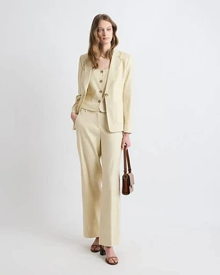Wide-Leg Mid-Rise Linen-Blend Pant