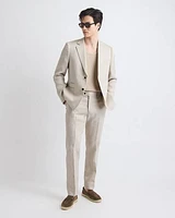 Tailored-Fit Greige Linen Suit Pant