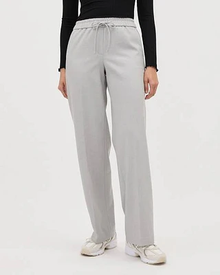 Pull-On Mid-Rise Wide-Leg Pant