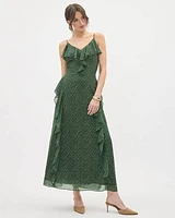 Crinkle Chiffon Maxi Dress with Ruffles