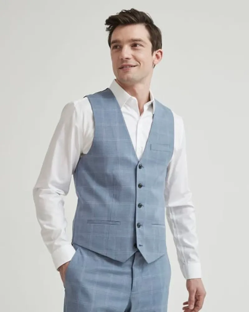 RW&CO. - Blue Checkered Suit Vest Medium