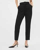 Tapered-Leg High-Rise Ankle Pant with Belt