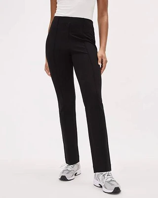 Pantalon Cheville Uni à Jambe Étroite et Taille Haute Enfiler