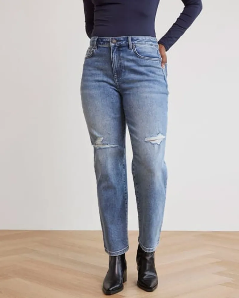 Grey High-Waisted Wide-Leg Jeans - 32