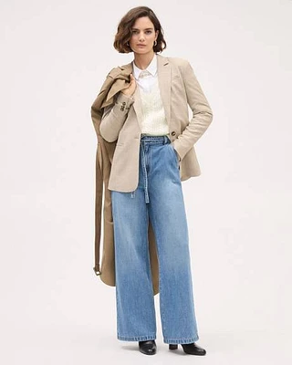 Light-Wash Ultra-High-Rise Wide-Leg Jeans