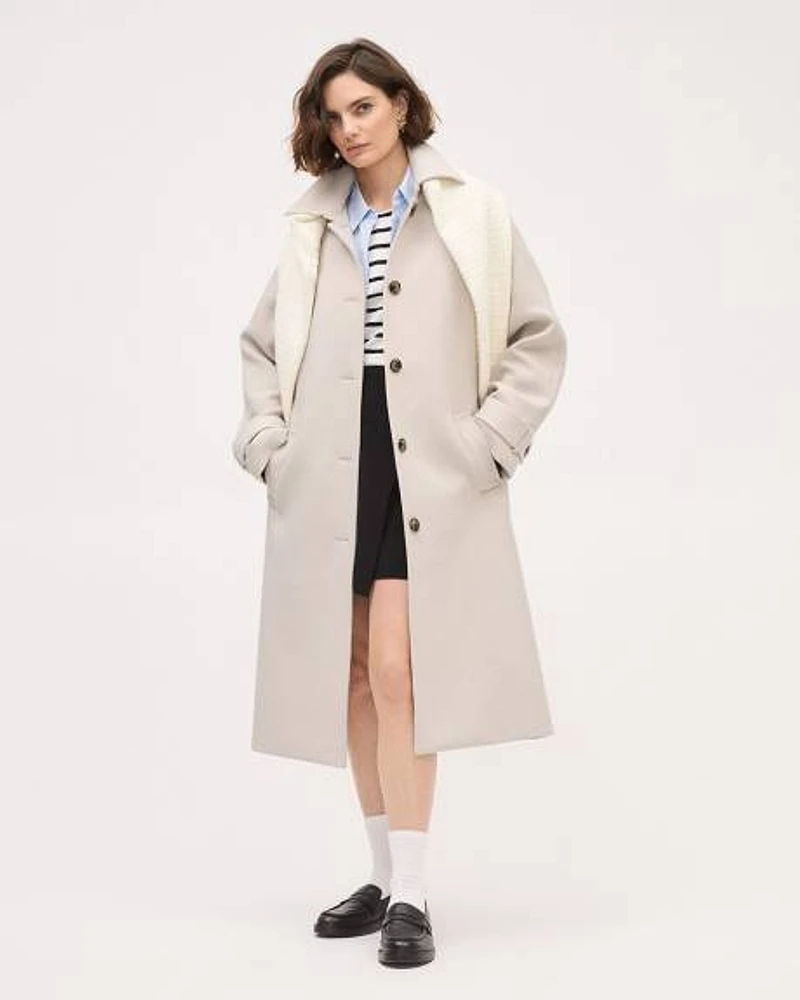 Twill Trench Coat with Shirt Collar