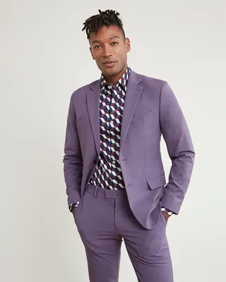 Slim-Fit Purple Suit Blazer