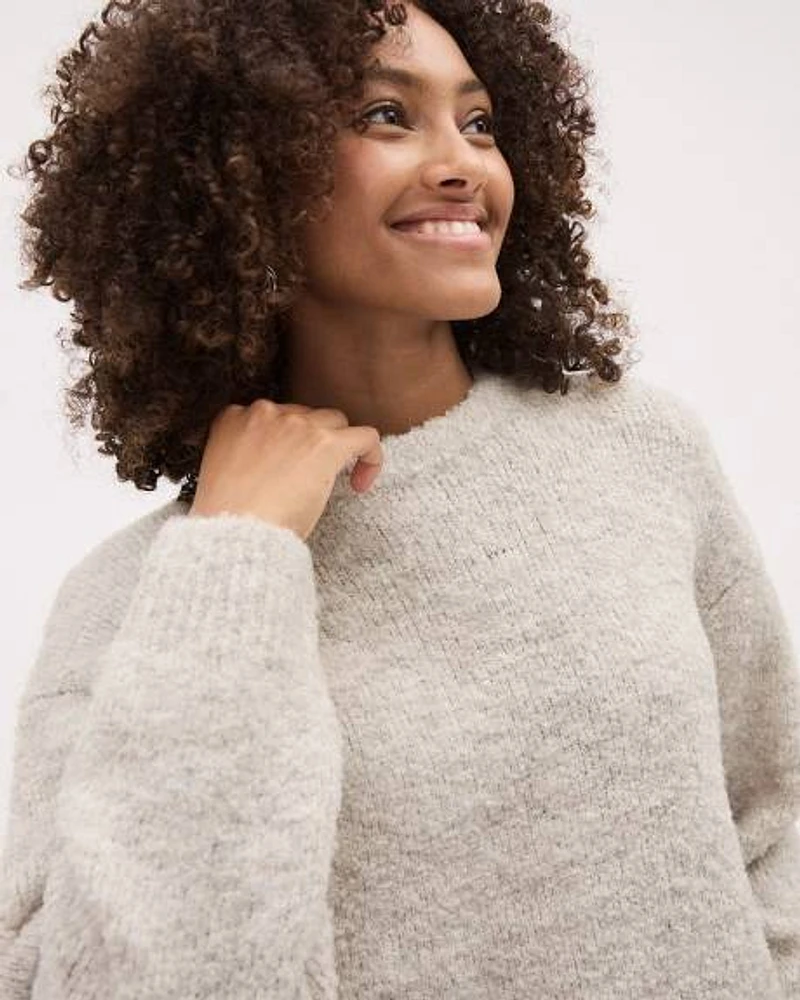 Long-Sleeve Bouclé Slouchy Pullover