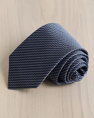 Navy Regular Tie with Geometric Pattern