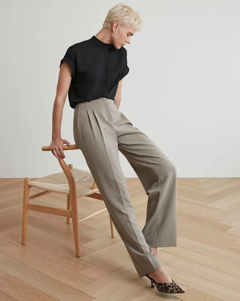 High-Waisted Flare Leg Pants With Belt