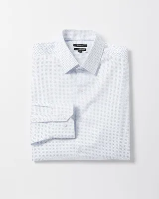 Slim Fit Micro Geometric Print Dress Shirt