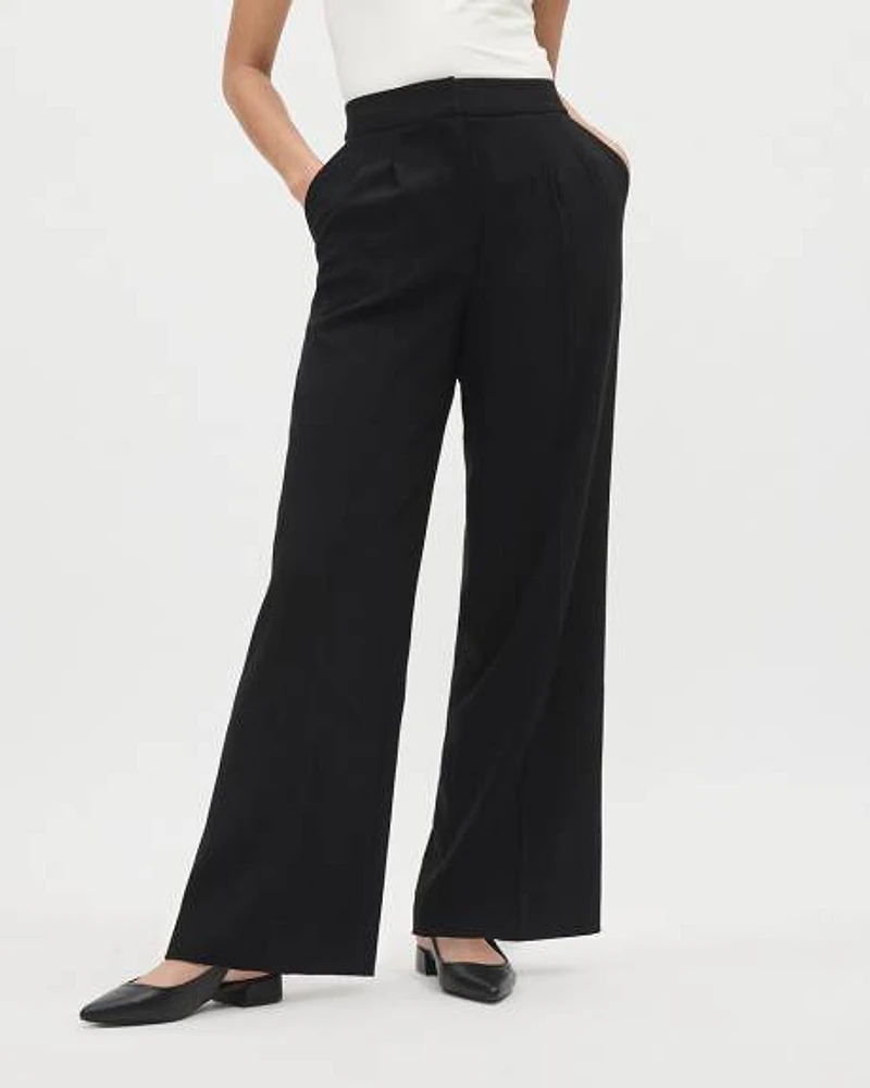 Black High-Rise Wide-Leg Crepe Pant