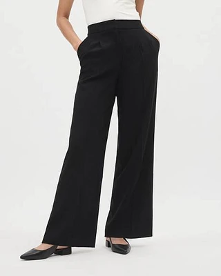 Black High-Rise Wide-Leg Crepe Pant