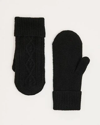 Cable-Knit Mitts with Fleece Lining