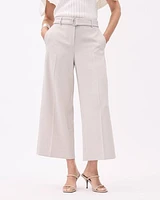 Wide-Leg Mid-Rise Satin Pant with Belt