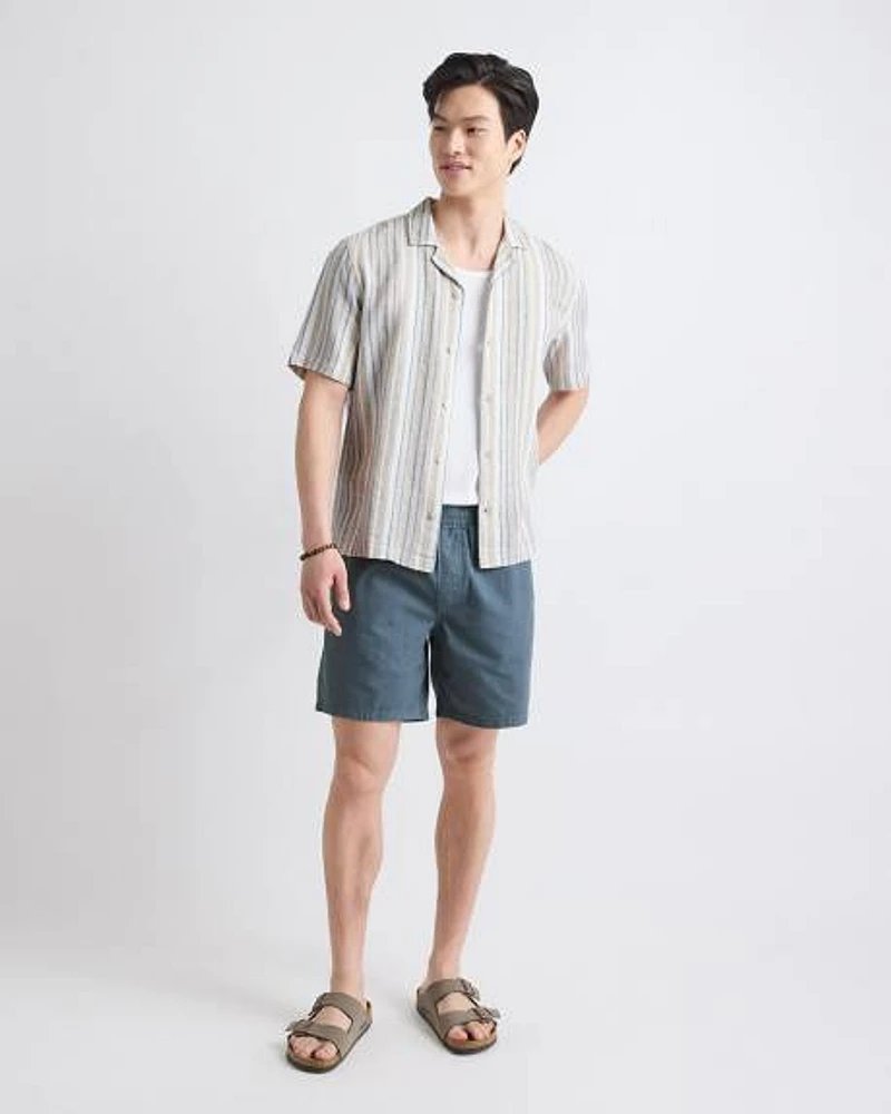 Short en Mélange de Coton à Taille Élastique