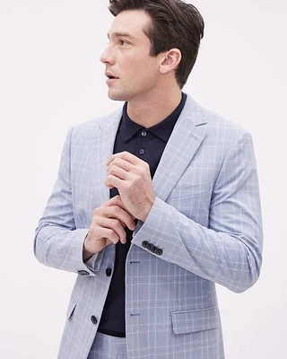 Slim-Fit Light Blue Checkered Suit Blazer