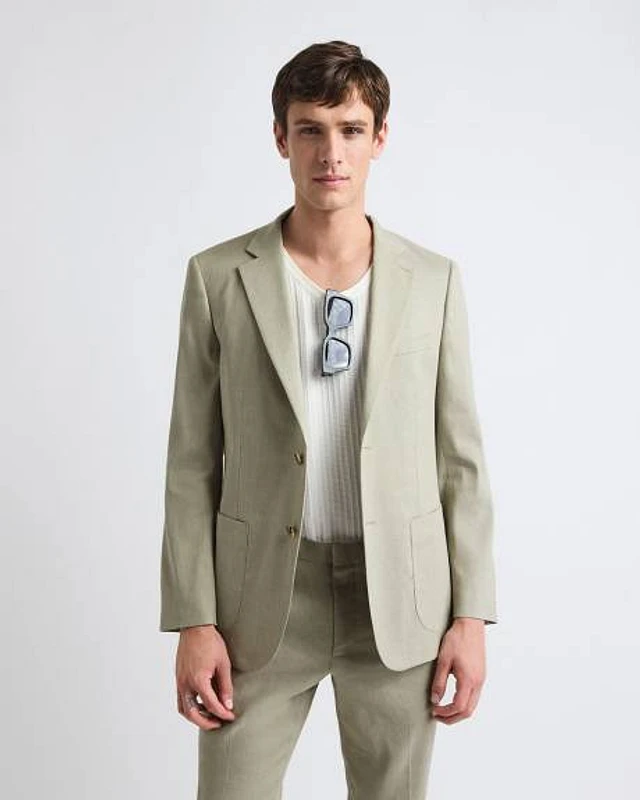 Tailored-Fit Sage Linen-Blend Suit Blazer
