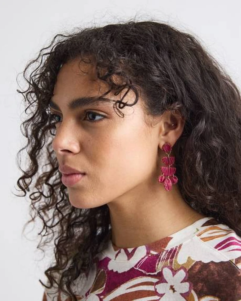 Raffia Earrings with Pendants