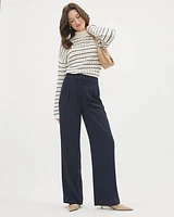 High-Rise Wide-Leg Long Crepe Pant