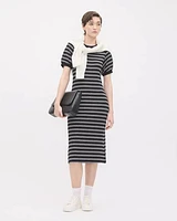 Short-Sleeve Crew-Neck Midi Dress