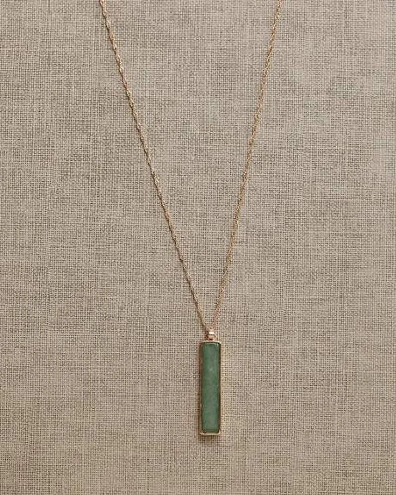 Long Necklace with Semi-Precious Stone Pendant