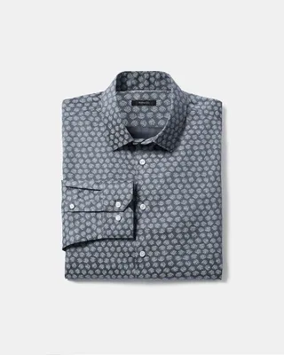 Slim Fit Dress Shirt with Palm Leaves