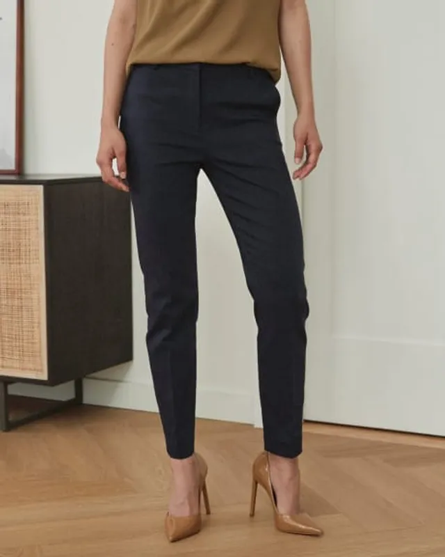 RW&CO. - High-Rise Faux Leather Slim-Leg Ankle Pant Black