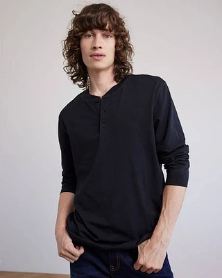 Supima (R) Cotton Long Sleeve Henley T-Shirt