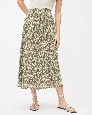 High-Waisted Flare Midi Skirt