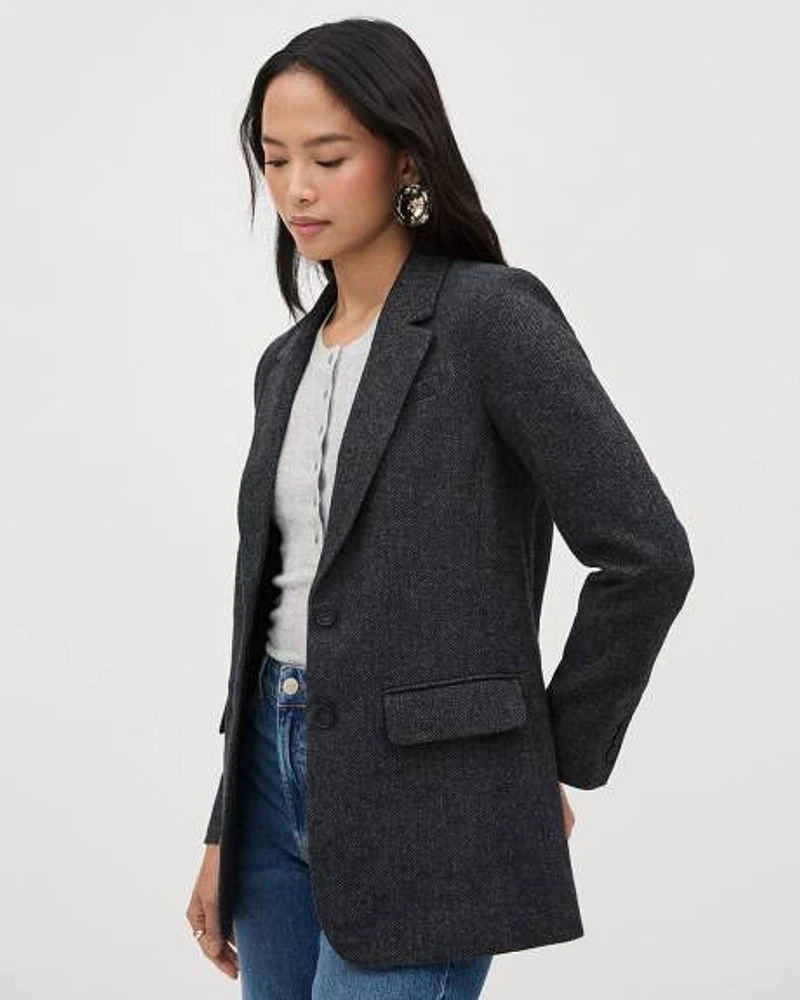 Herringbone Two-Button Wool Blazer