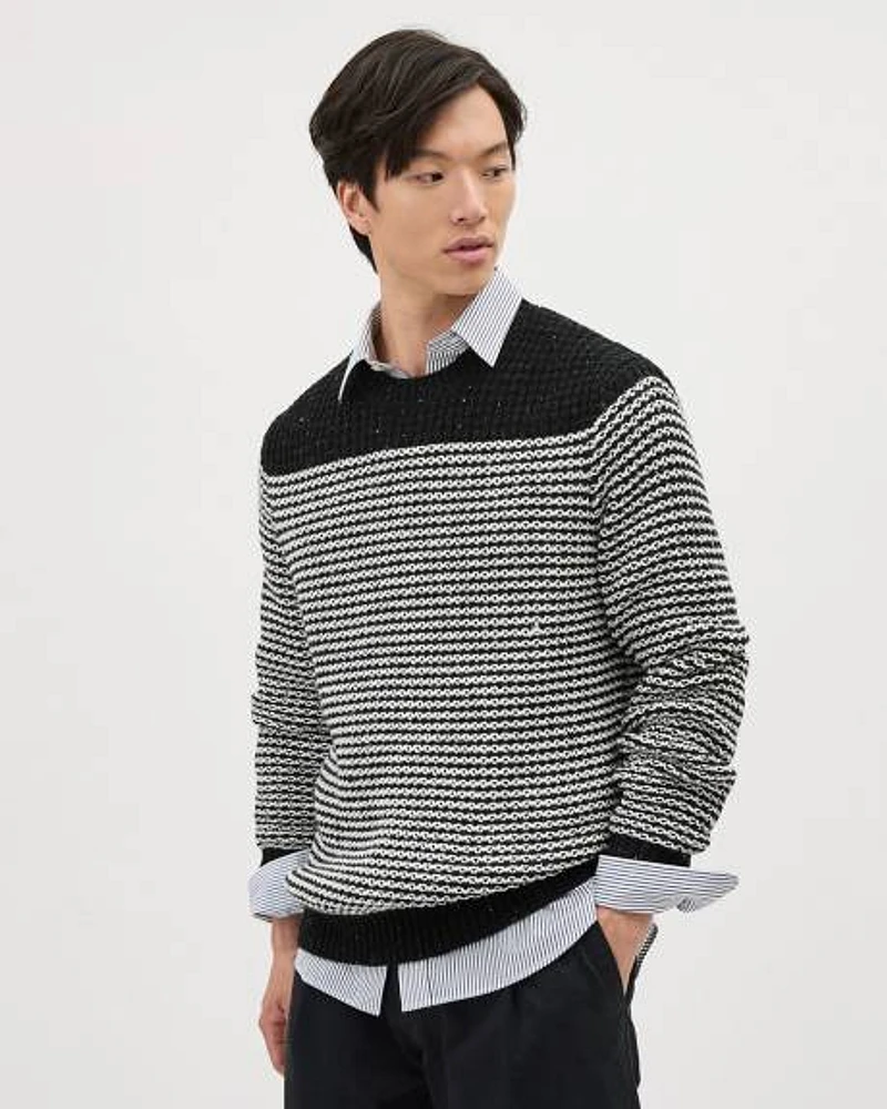 Striped Long-Sleeve Crew-Neck Sweater