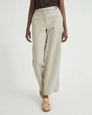 Two Tone Beige Mid-Rise Wide Leg Pant - 30"