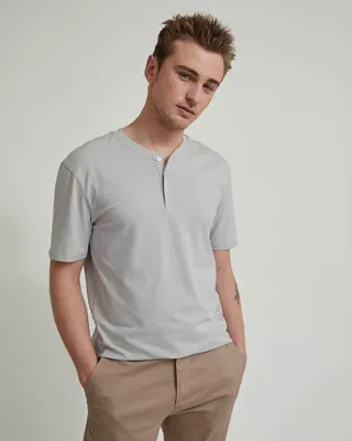 RW&Co Solid Supima (R) Cotton Short Sleeve Henley T-Shirt men