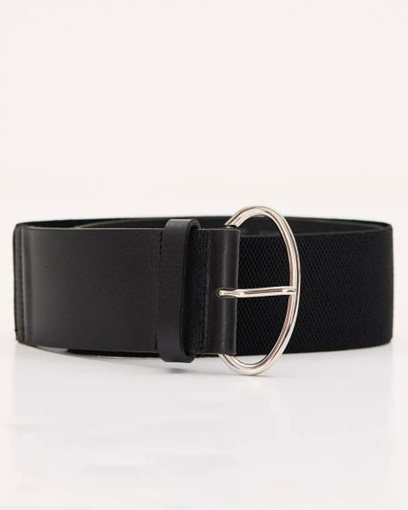 Large Elastic Leather Waist Belt