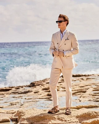 Tailored-Fit Linen Suit Pant