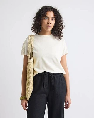 Haut à Manches Courtes et Col Rond avec Détails Crochetés