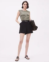 Crepe High-Waisted Short