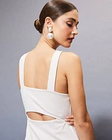 Sleeveless Midi Cocktail Dress with Open Back