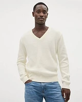 Long-Sleeve Low V-Neck Sweater