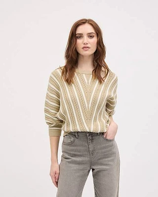 Long-Sleeve Boat-Neck Cotton Sweater