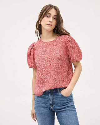 Easy-Care Blouse with Short Puffy Sleeves
