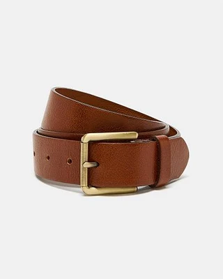 Tan Leather Belt with Square Buckle