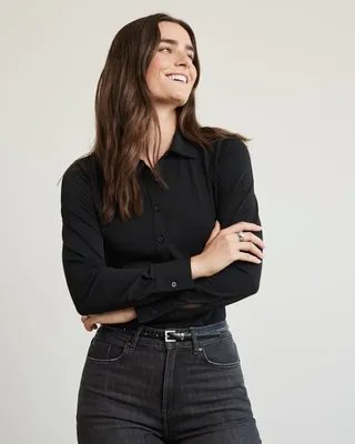 Long-Sleeve Buttoned-Down Knit Shirt