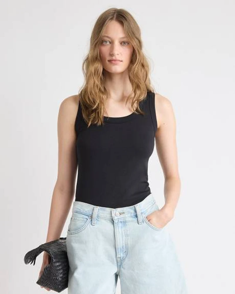 Camisole Unie à Encolure Dégagée et Bretelles Larges